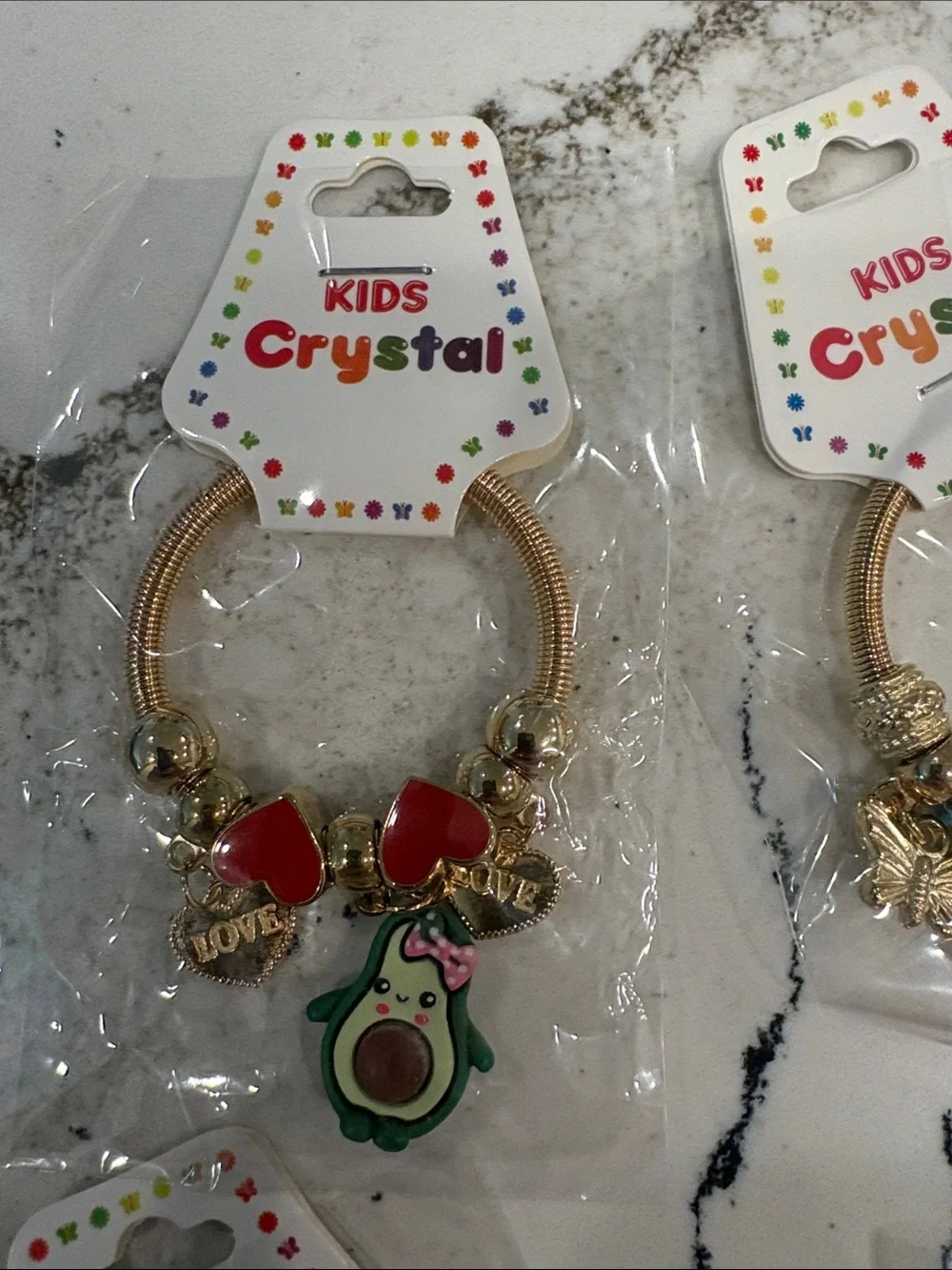 Kids Crystal Gold Charm Bracelets with Colorful Enamel Charms